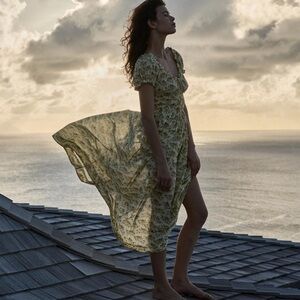 NWT Doen Ashlynn Yellow Floral Midi Dress